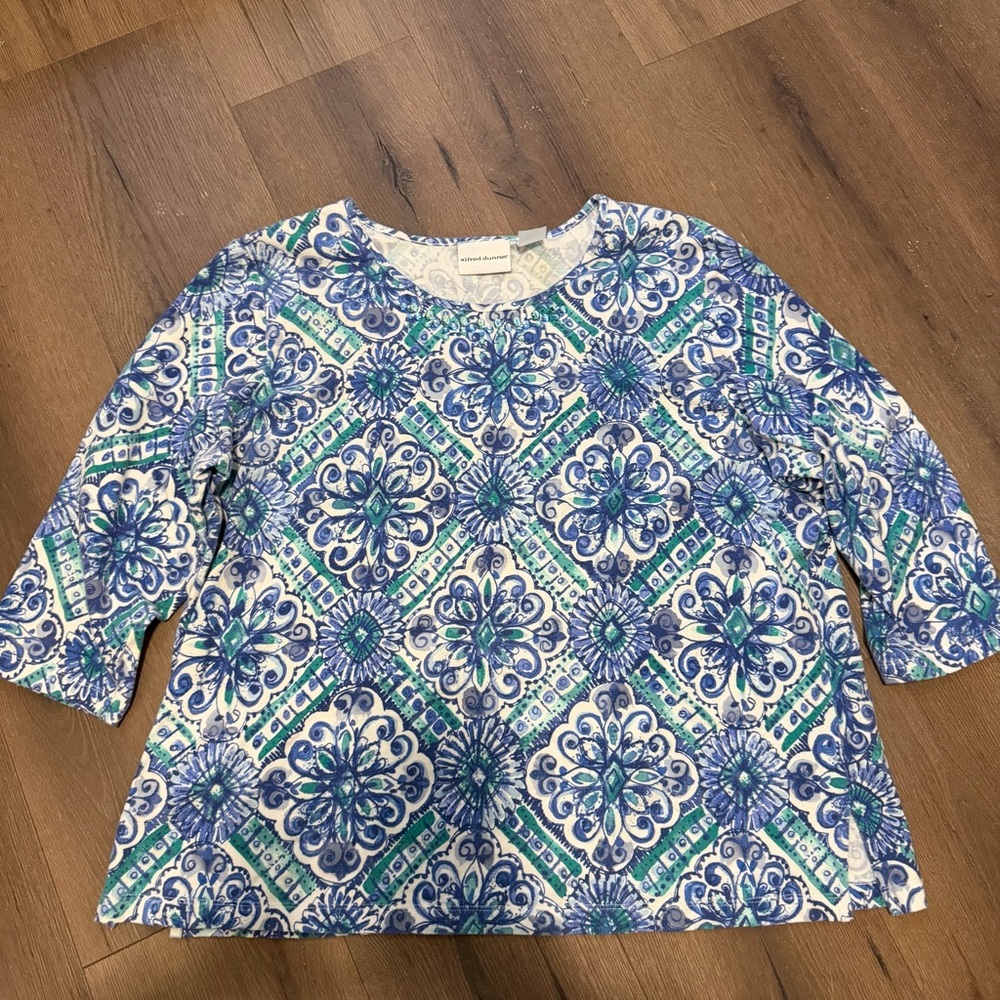 Alfred Dunner Top Women’s Blue and Green
